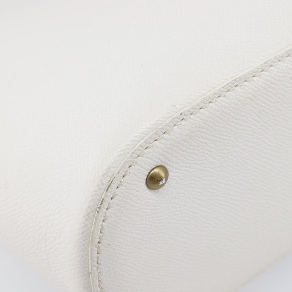 CHANEL Hand Bag Caviar Skin White Gold CC Auth 214021