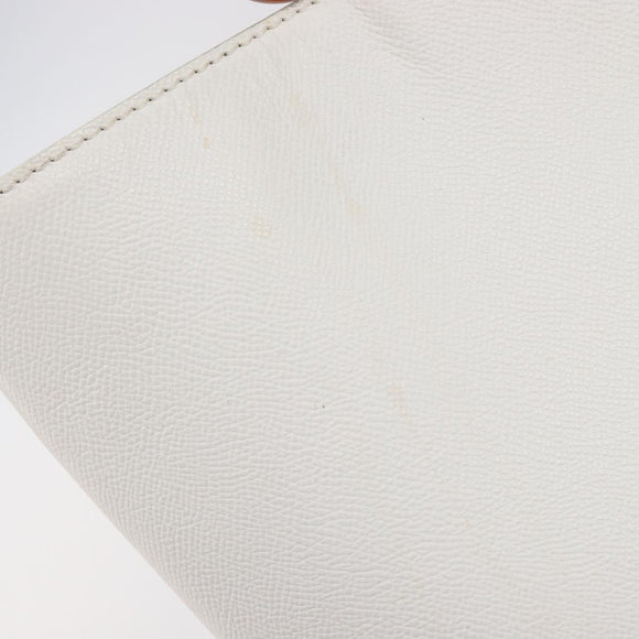 CHANEL Hand Bag Caviar Skin White Gold CC Auth 214021