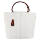 CHANEL Hand Bag Caviar Skin White Gold CC Auth 214021-2