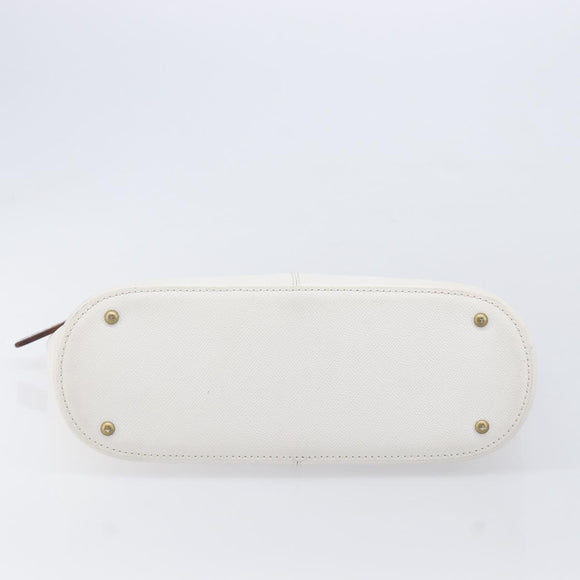 CHANEL Hand Bag Caviar Skin White Gold CC Auth 214021