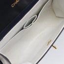 CHANEL Chain Shoulder Bag Lamb Skin Navy Gold CC Auth 214023V-23