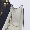 CHANEL Chain Shoulder Bag Lamb Skin Navy Gold CC Auth 214023V-24