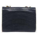 CHANEL Chain Shoulder Bag Lamb Skin Navy Gold CC Auth 214023V-3