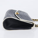 CHANEL Chain Shoulder Bag Lamb Skin Navy Gold CC Auth 214023V-4