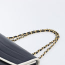 CHANEL Chain Shoulder Bag Lamb Skin Navy Gold CC Auth 214023V-8