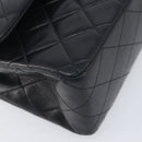 CHANEL Matelasse 25 Double Flap Chain Bag Lamb Skin Black Gold CC Auth 214024SAM-11