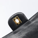 CHANEL Matelasse 25 Double Flap Chain Bag Lamb Skin Black Gold CC Auth 214024SAM-17