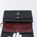 CHANEL Matelasse 25 Double Flap Chain Bag Lamb Skin Black Gold CC Auth 214024SAM-20
