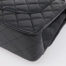 CHANEL Big Matelasse 30 Chain Bag Lamb Skin Black Gold CC Auth 214026SAM-10