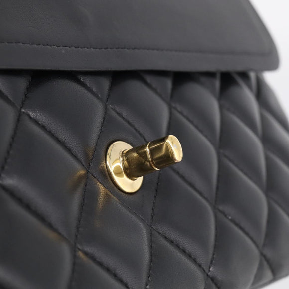 CHANEL Big Matelasse 30 Chain Bag Lamb Skin Black Gold CC Auth 214026SAM