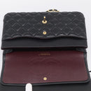CHANEL Big Matelasse 30 Chain Bag Lamb Skin Black Gold CC Auth 214026SAM-16