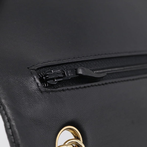 CHANEL Big Matelasse 30 Chain Bag Lamb Skin Black Gold CC Auth 214026SAM