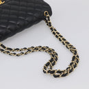 CHANEL Big Matelasse 30 Chain Bag Lamb Skin Black Gold CC Auth 214026SAM-29