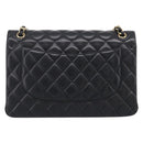 CHANEL Big Matelasse 30 Chain Bag Lamb Skin Black Gold CC Auth 214026SAM-3