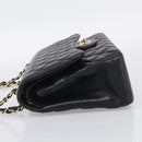 CHANEL Big Matelasse 30 Chain Bag Lamb Skin Black Gold CC Auth 214026SAM-4