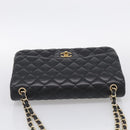 CHANEL Big Matelasse 30 Chain Bag Lamb Skin Black Gold CC Auth 214026SAM-6
