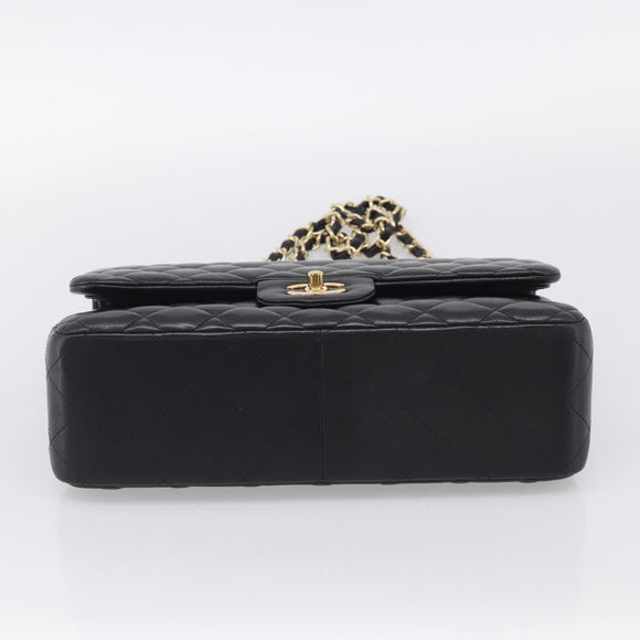 CHANEL Big Matelasse 30 Chain Bag Lamb Skin Black Gold CC Auth 214026SAM