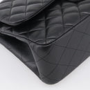 CHANEL Big Matelasse 30 Chain Bag Lamb Skin Black Gold CC Auth 214026SAM-9