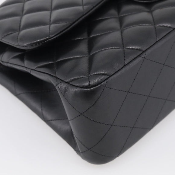CHANEL Big Matelasse 30 Chain Bag Lamb Skin Black Gold CC Auth 214026SAM