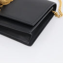 Saint Laurent Kate Chain Wallet Leather Gold Black Auth 214029M-10