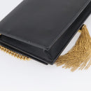 Saint Laurent Kate Chain Wallet Leather Gold Black Auth 214029M-13