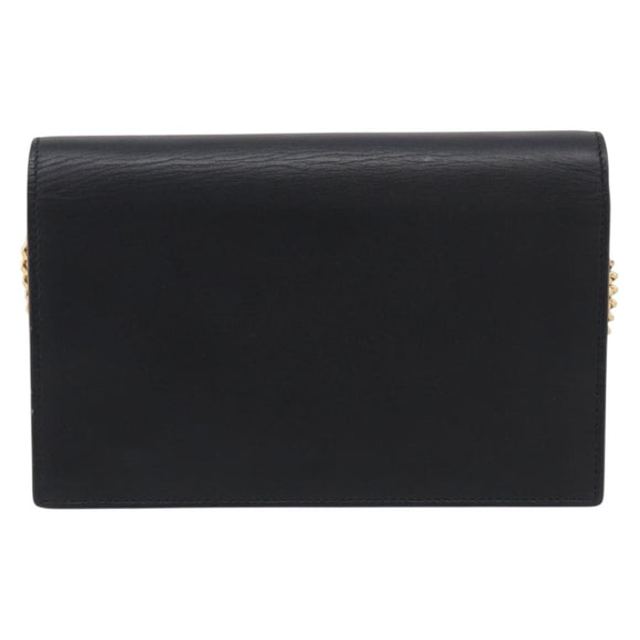 Saint Laurent Kate Chain Wallet Leather Gold Black Auth 214029M