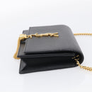 Saint Laurent Kate Chain Wallet Leather Gold Black Auth 214029M-5