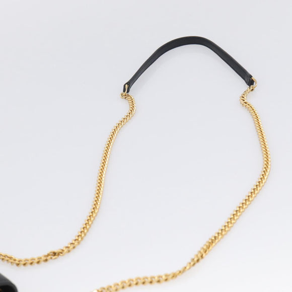 Saint Laurent Kate Chain Wallet Leather Gold Black Auth 214029M