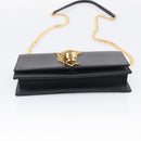 Saint Laurent Kate Chain Wallet Leather Gold Black Auth 214029M-9