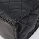 CHANEL Matelasse Tote Bag Lamb Skin Black Silver CC Auth 214030V-10
