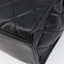 CHANEL Matelasse Tote Bag Lamb Skin Black Silver CC Auth 214030V-12