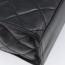 CHANEL Matelasse Tote Bag Lamb Skin Black Silver CC Auth 214030V-13