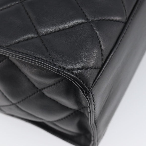 CHANEL Matelasse Tote Bag Lamb Skin Black Silver CC Auth 214030V
