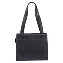 CHANEL Matelasse Tote Bag Lamb Skin Black Silver CC Auth 214030V-3