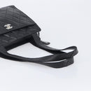 CHANEL Matelasse Tote Bag Lamb Skin Black Silver CC Auth 214030V-7