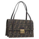 FENDI Zucca Canvas Hand Bag Brown Black Auth 214038V-1