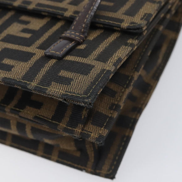 FENDI Zucca Canvas Hand Bag Brown Black Auth 214038V