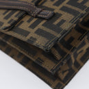 FENDI Zucca Canvas Hand Bag Brown Black Auth 214038V-11