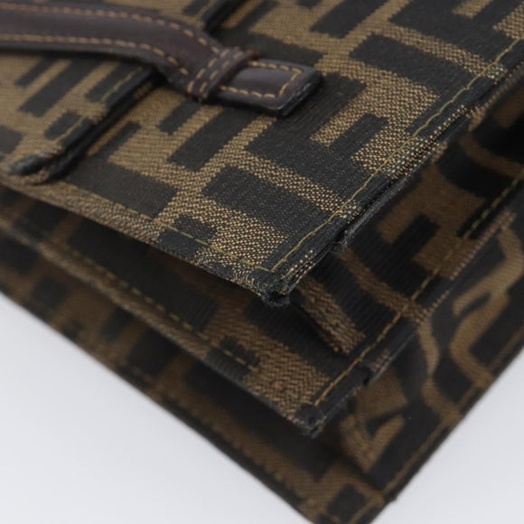 FENDI Zucca Canvas Hand Bag Brown Black Auth 214038V