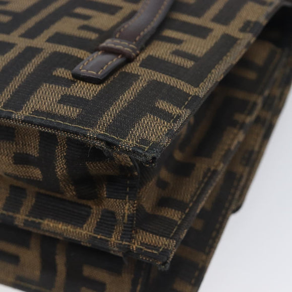 FENDI Zucca Canvas Hand Bag Brown Black Auth 214038V