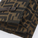 FENDI Zucca Canvas Hand Bag Brown Black Auth 214038V-13
