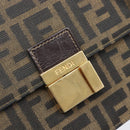 FENDI Zucca Canvas Hand Bag Brown Black Auth 214038V-15