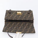 FENDI Zucca Canvas Hand Bag Brown Black Auth 214038V-16