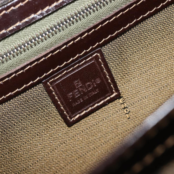 FENDI Zucca Canvas Hand Bag Brown Black Auth 214038V