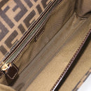FENDI Zucca Canvas Hand Bag Brown Black Auth 214038V-18
