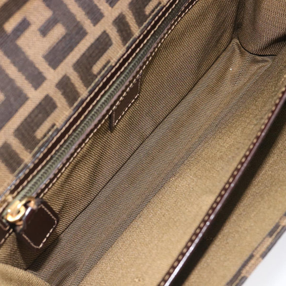 FENDI Zucca Canvas Hand Bag Brown Black Auth 214038V