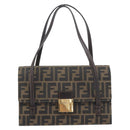 FENDI Zucca Canvas Hand Bag Brown Black Auth 214038V-2