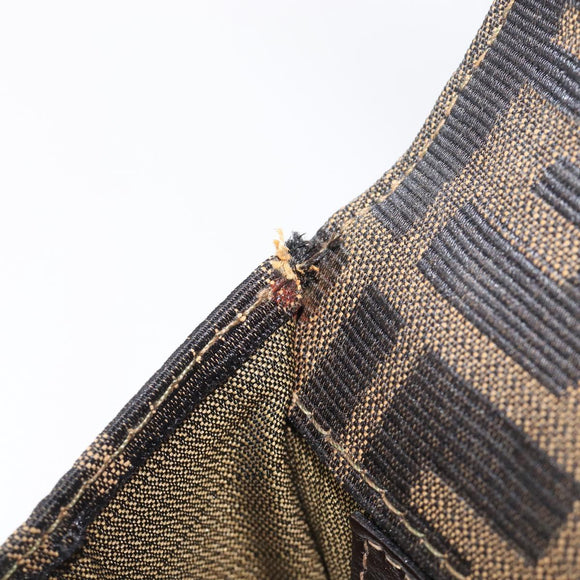 FENDI Zucca Canvas Hand Bag Brown Black Auth 214038V