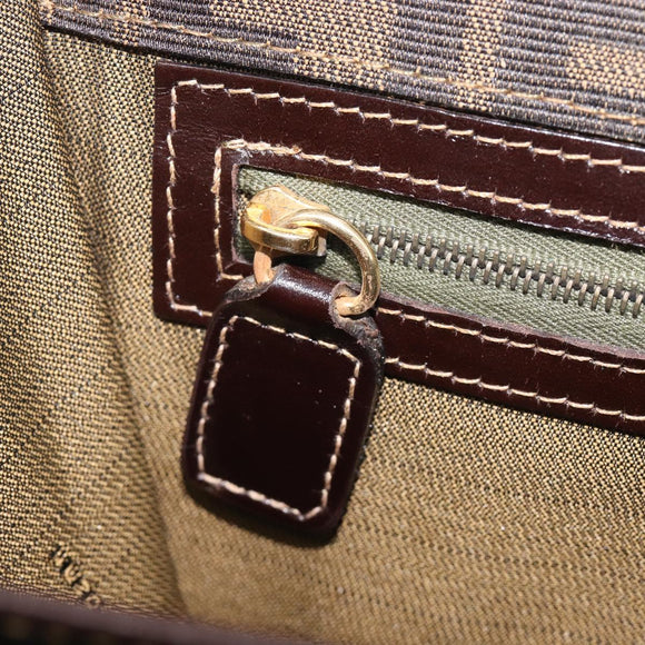 FENDI Zucca Canvas Hand Bag Brown Black Auth 214038V