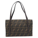 FENDI Zucca Canvas Hand Bag Brown Black Auth 214038V-3